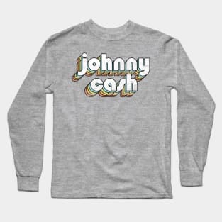 Johnny Cash - Retro Rainbow Letters Long Sleeve T-Shirt